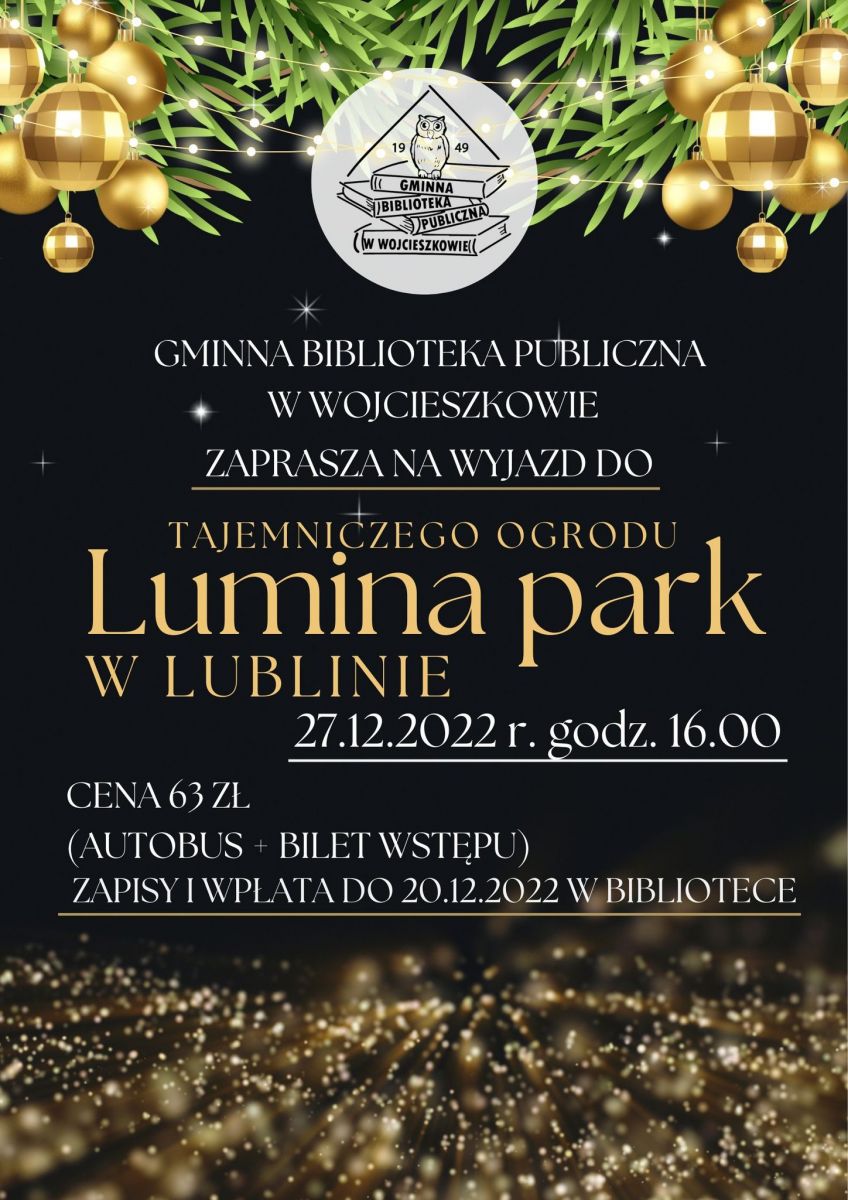 plakat świąteczny, wyjazd do Lumina park w Lublinie